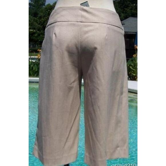 Cache Beige Metallic Self Belt Kissed Stripe Walking Bermuda Short New NWT $98 - Picture 5 of 5